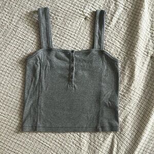 Gray Ribbed Women's Top